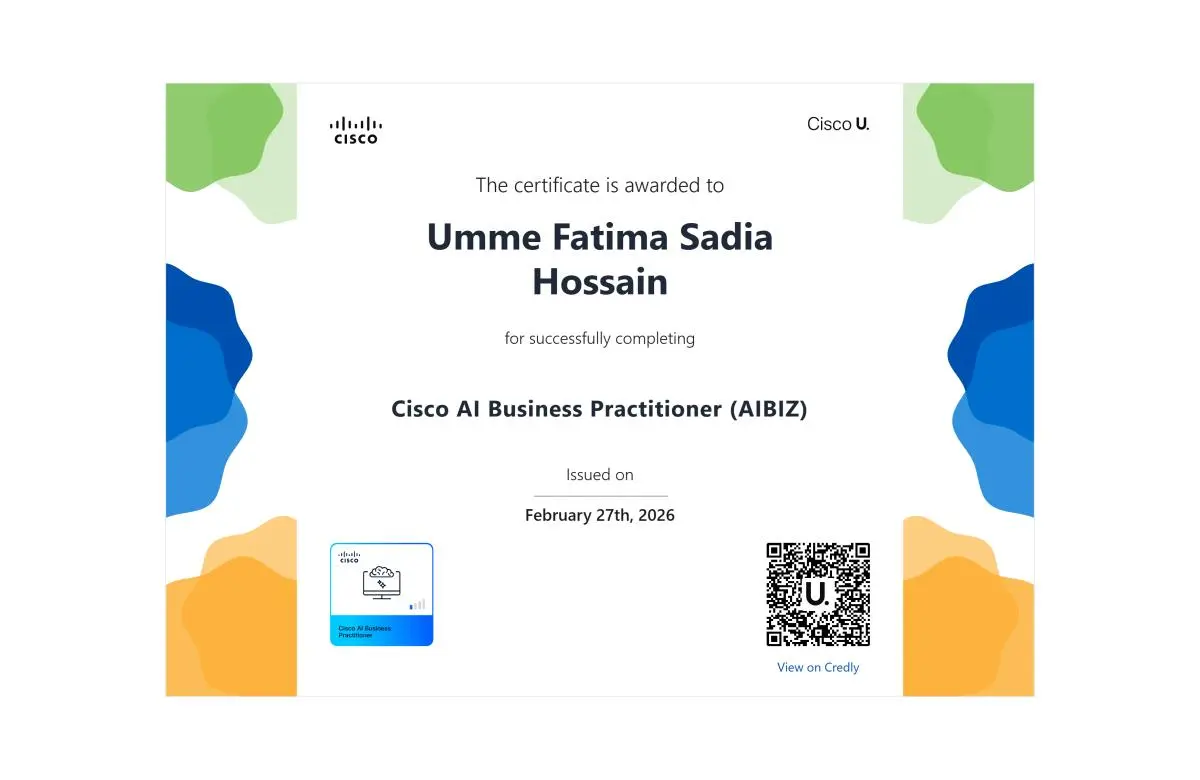 Cisco AI Business Practitioner certificate preview