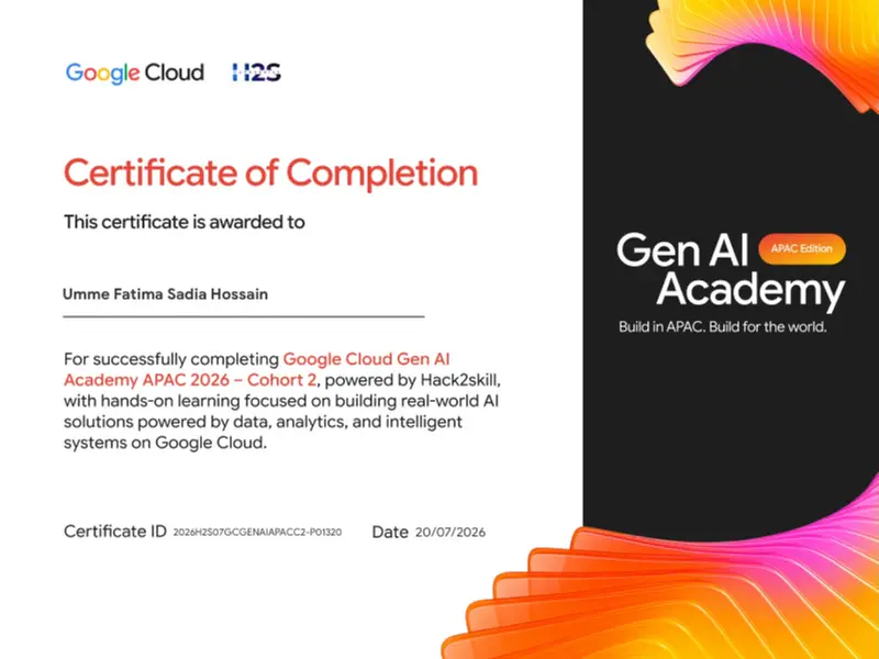 Google Cloud Gen AI Academy APAC — Cohort 2 certificate preview