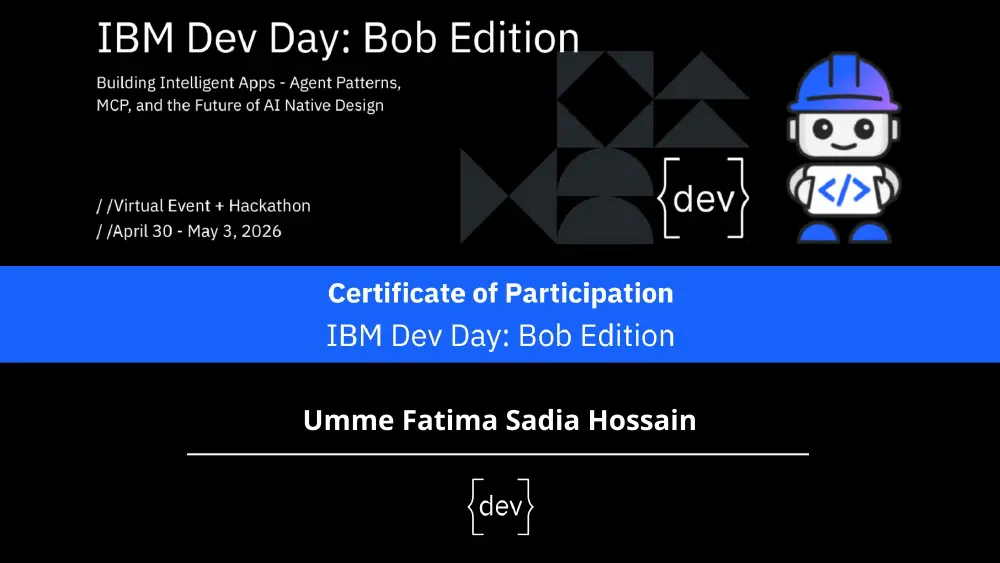 IBM Dev Day — Bob Edition certificate preview