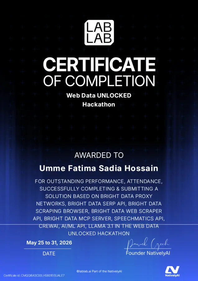 Web Data Unlocked certificate preview